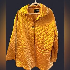 Who What Wear Quilted Gold-Yellow Button-Front Puffer Jacket